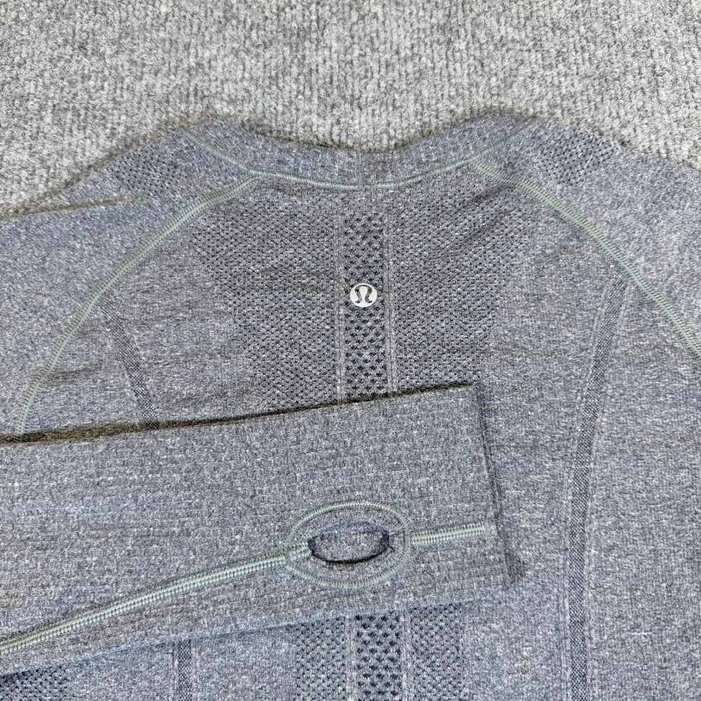 Lululemon Swiftly‎ Tech Long Sleeve Crew Heathered Charcoal Grey Size 6 #2821